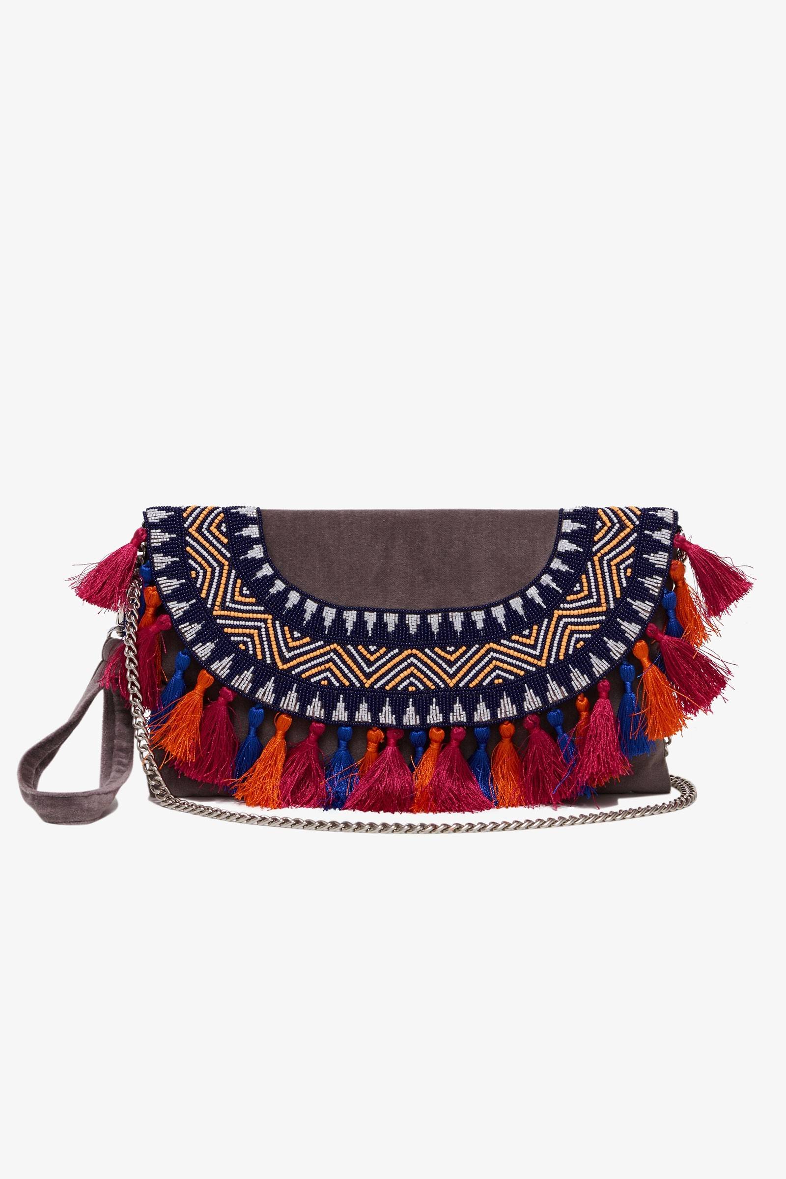NAZYM FRINGE FOLDOVER CLUTCH